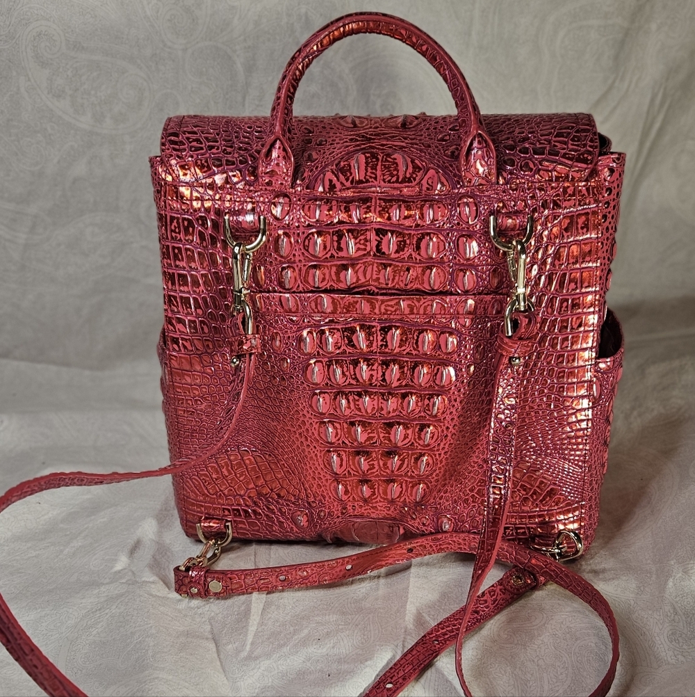 NEW Brahmin Liz backpack in the Red Dragon Melbourne Croc-Embossed Backpack - Picture 5 of 9